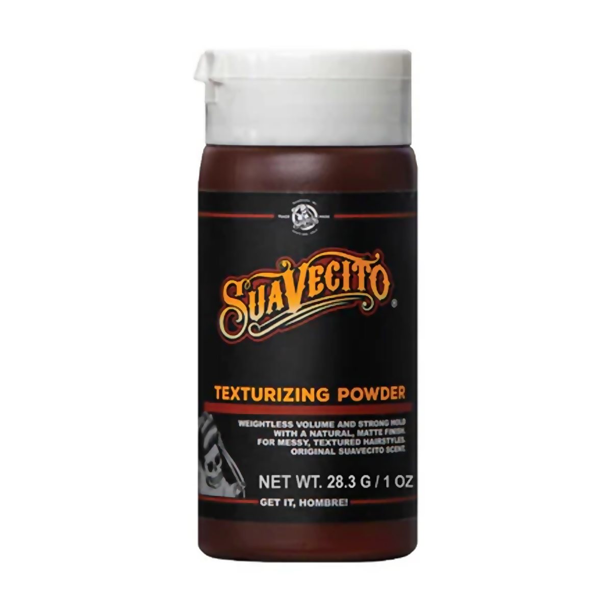 Polvo texturizante para volumen y textura 28 g, envase frontal, Suavecito