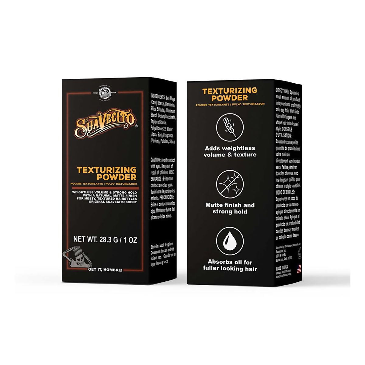 Polvo texturizante para volumen y textura 28 g, empaque en caja, Suavecito