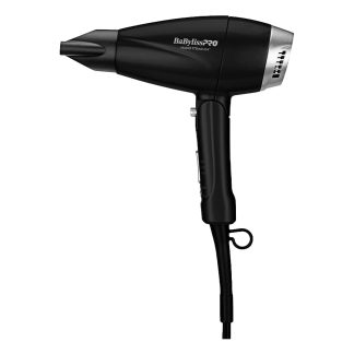 Secadora BaByLissPRO Nano Titanium 2000 W negra, vista lateral sobre fondo blanco